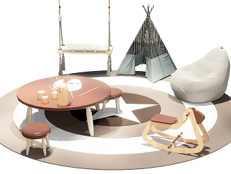 Modern Children's Tables and Chairs Children's Toys 3d model