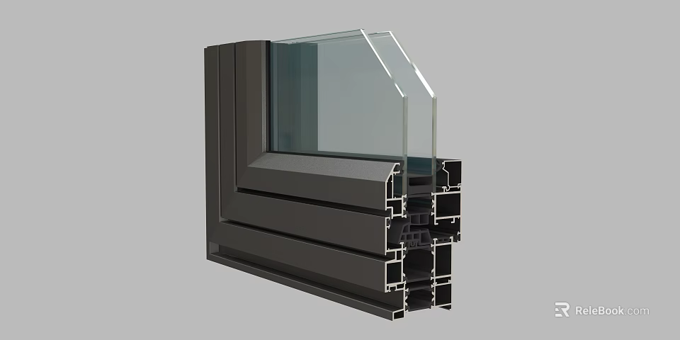 Casement Window Aluminum Profile Structural Design With Insulated Glass And Frame Details 3d model 
