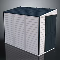 Standalone Storage Shed With White Walls Dark Roof And Corrugated Design Door