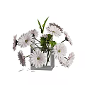 Transparent Square Glass Vase With White Flowers And Green Leaves Decorative Arrangement For Home Decor