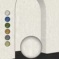 Textured Neutral Background Wall With Colorful Small Spheres And Large White Sphere