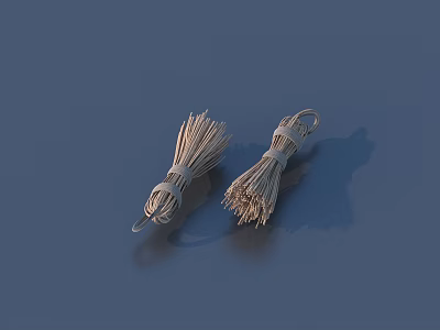Two Bundled Metal Wire Brushes for Kitchen Cleaning on Blue Background 3d model