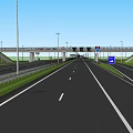 Modern Road Infrastructure Featuring Highway Overpass Street Lights And Lane Markings