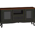 Black TV Stand with Red Top Storage Cabinets Drawer and Decorative Legs