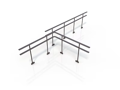 Household Metal Handrails Featuring Black Steel L Shaped Design And Support Legs 3d model