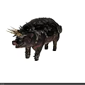 Mythical Armored Boar Creature With Spiked Crown And Metal Armor Details