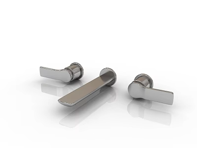 Modern Chrome Faucet Handles With Shiny Silver Surface And Reflection 3d model