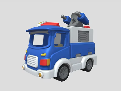 Electric Toy Truck with Blue White Body Red Top and Rescue Tools for Kids Play 3d model