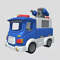 Electric Toy Truck with Blue White Body Red Top and Rescue Tools for Kids Play