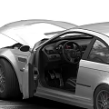 Silver BMW Sports Car With Open Hood Door Engine Display And Sporty Exterior