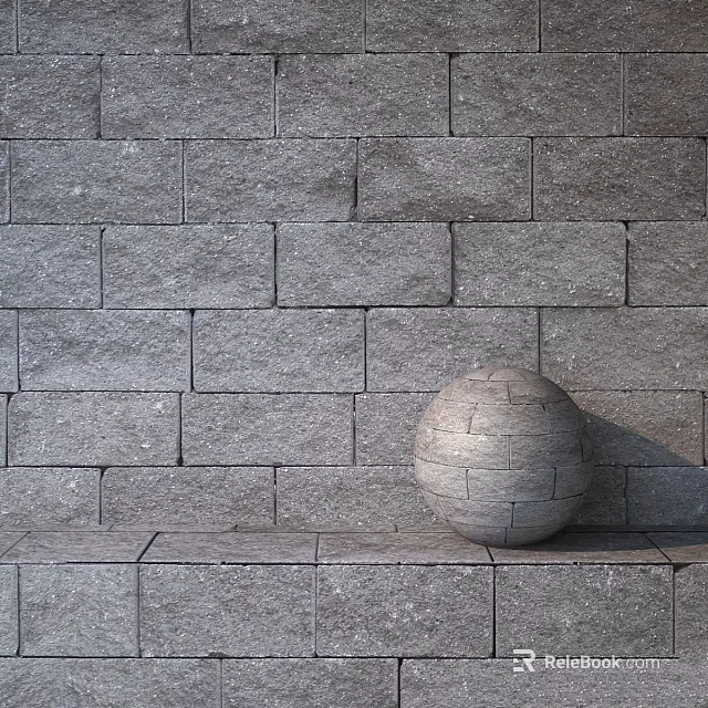 Structured Stone Components With Textured Wall And Sphere Design Elements 3d model