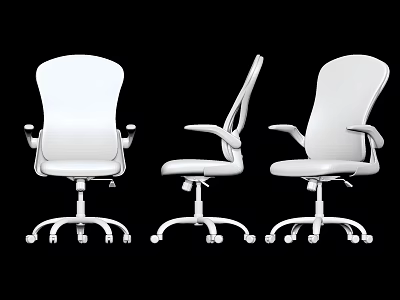 Modern White Office Chairs With Adjustable Backrest Armrests Wheels And Multiple Angles 3d model