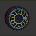 AEZORIC Automotive Black Tire With Golden Wheel Rim Hexagonal Center And Hollow Petal Design