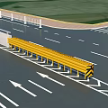 Road Facilities Featuring Yellow Guardrails Road Arrows White Railings And Zebra Crossing