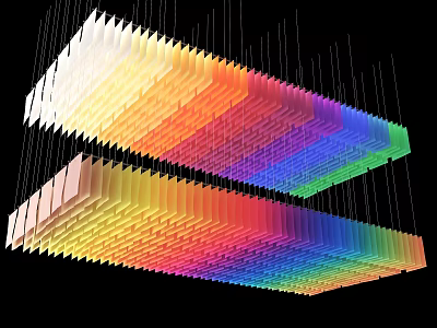 Modern Colorful Layered Hanging Ceiling Design With Gradient Rainbow Colors 3d model