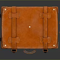 Orange Vintage Leather Suitcase With Classic Leather Straps And Metal Buckles As Daily Living Product