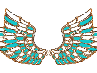 Wing Shaped Wall Decor With Golden Frame And Turquoise Accents For Home Interior Decoration 3d model