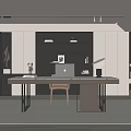 Modern study desk and chair combination bookcase 3d model