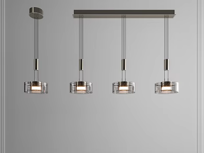 Modern Pendant Lights With Metal Frame And Transparent Glass Shades For Interior Design 3d model