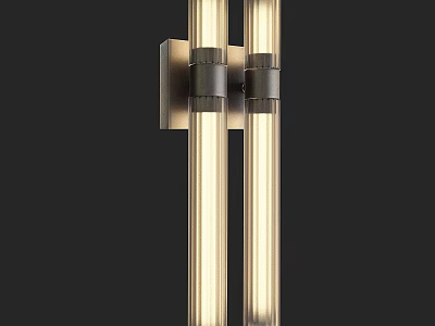 Modern Wall Sconce Lighting With Double Cylinder Design Brushed Metal Frame And Glass Shades 3d model
