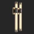 Modern Wall Sconce Lighting With Double Cylinder Design Brushed Metal Frame And Glass Shades