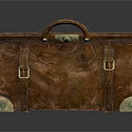 Vintage Brown Leather Briefcase With Metal Buckles And Leather Straps