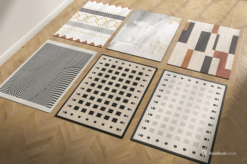 Square Rugs With Various Geometric Patterns And Modern Designs For Home Decor 3d model