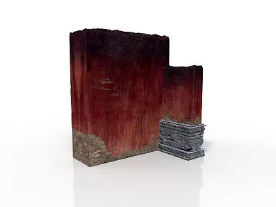 Contemporary Architectural Structure With Red Textured Walls And Gray Stone Base 3d model