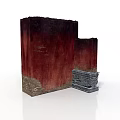 Contemporary Architectural Structure With Red Textured Walls And Gray Stone Base