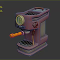 Pink Coffee Machine With Orange Handle And Green Circular Dial Design