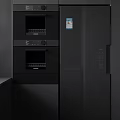 Modern Black Kitchen Appliances With Built In Ovens And Refrigerator Design