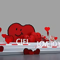 Romantic Red Heart Decorative Scene With Give Love To You And Small Hearts