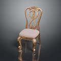 Elegant Golden Dining Chair With Carved Backrest Curved Legs And Light Padded Seat