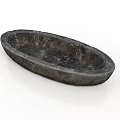 Dark Colored Oval Stone Container For Home Decor And Daily Use 3d model