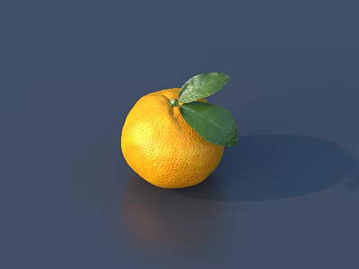 Fresh Ripe Orange Fruit with Green Leaf on Dark Background Surface 3d model