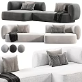 Modern Sectional Sofa With Cozy Pillows Throw Blanket And Color Options 3d model