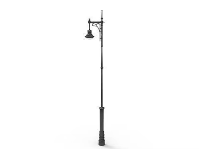 Traditional Black Street Lamp As Urban Road Facility With Classic Design And Metal Pole 3d model