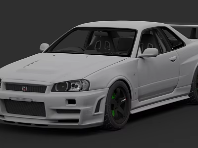 White Classic Sports Car With Sporty Exterior And Sleek Body Design 3d model