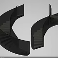 Elegant Modern Spiral Staircase With Glass Railings And Copper Steps Design