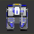 Futuristic Armored Tank With Blue Silver Design Cannon And Tracks