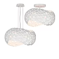 Modern Spherical Chandelier With White Pebble Shaped Accents For Interior Design