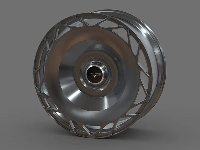 Silver Metallic Car Tire Wheel With Spoke Design And Shiny Surface 3d model