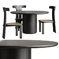 WestElm dining table and chair combination 3d model