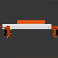 Red And Orange Industrial Bench Tool With Silver Rail And Black Handle