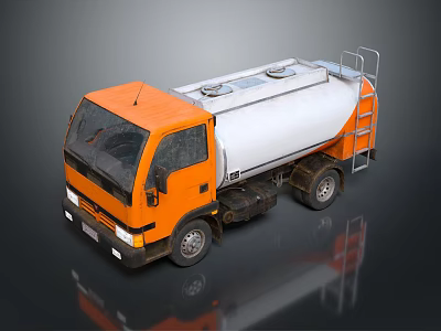 Orange And White Tanker Truck 3D Rendered Model With Metal Ladder 3d model