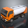 Orange And White Tanker Truck 3D Rendered Model With Metal Ladder