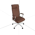Brown Leather Office Chair With Silver Metal Armrests And Modern Comfortable Design