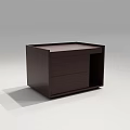 Modern Dark Brown Wooden Bedside Table With Two Drawers And Simple Design 3d model