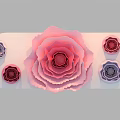 Window Display With Large Pink Paper Flower And Red Purple Decorative Flowers
