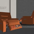 Orange Leather Massage Chair With Reclining Function And Designer Style 3d model